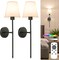 Battery Operated Wall Sconce Set of 2,Black Rechargeable Wall Lights with 5200mAh Dimmable Detachable Bulbs and Remote, 10 Colors Wireless Wall Lamps for Bedroom Living Room Hallway